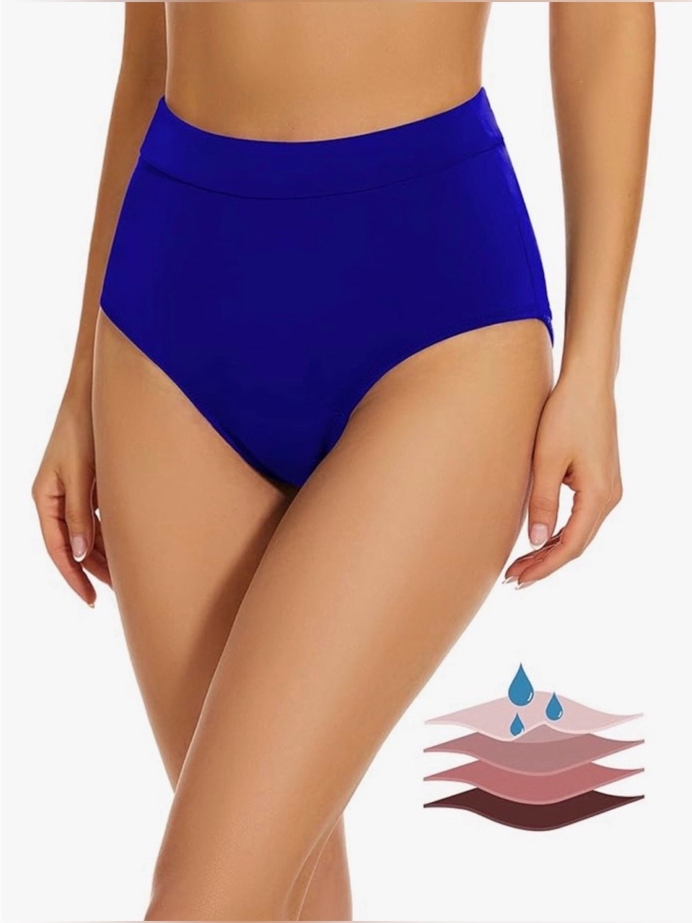 High-Waist Period Bikini Bottoms in Royal Blue